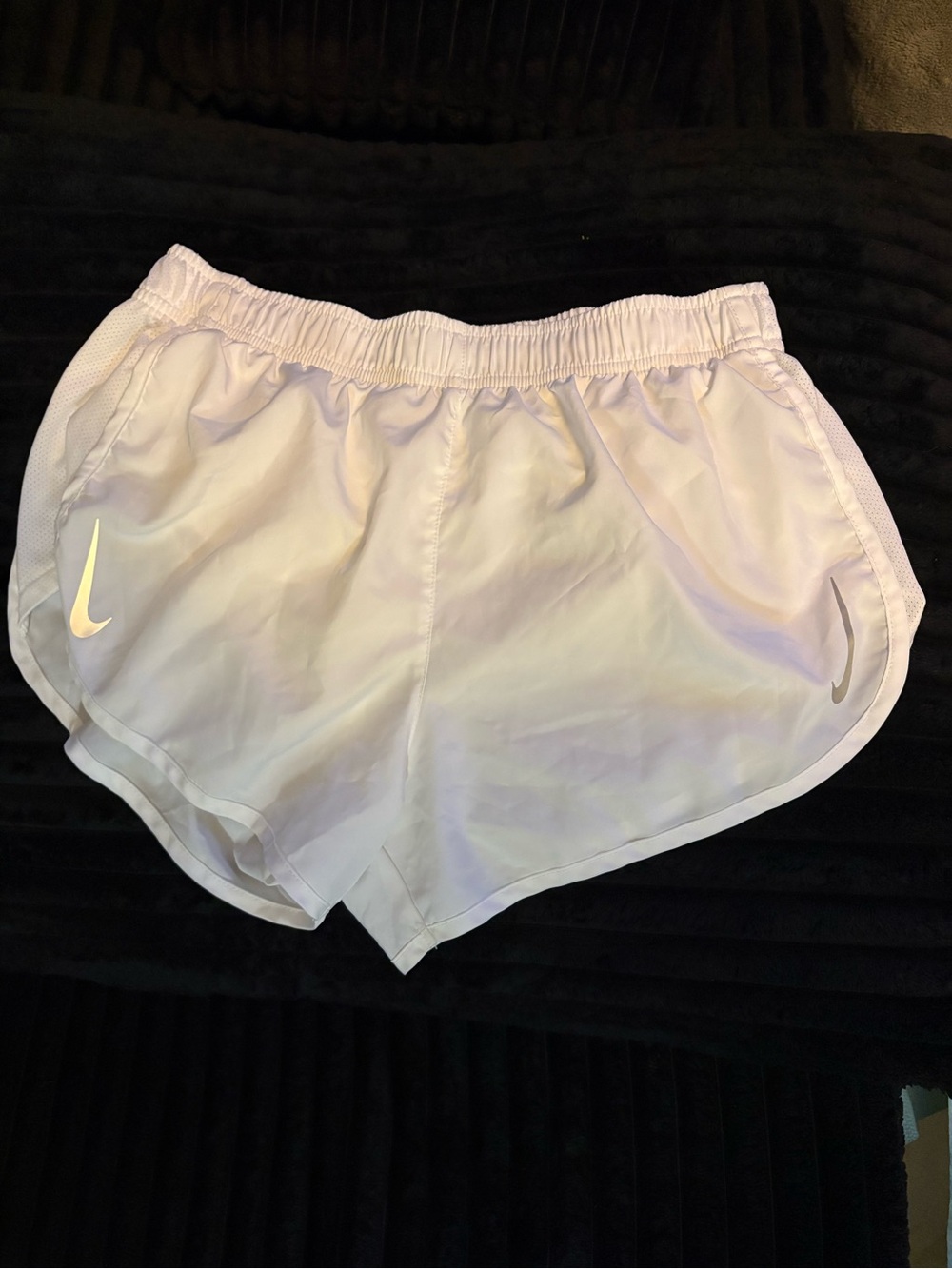 Nike White Women's Athletic Running Shorts with Reflective Swoosh